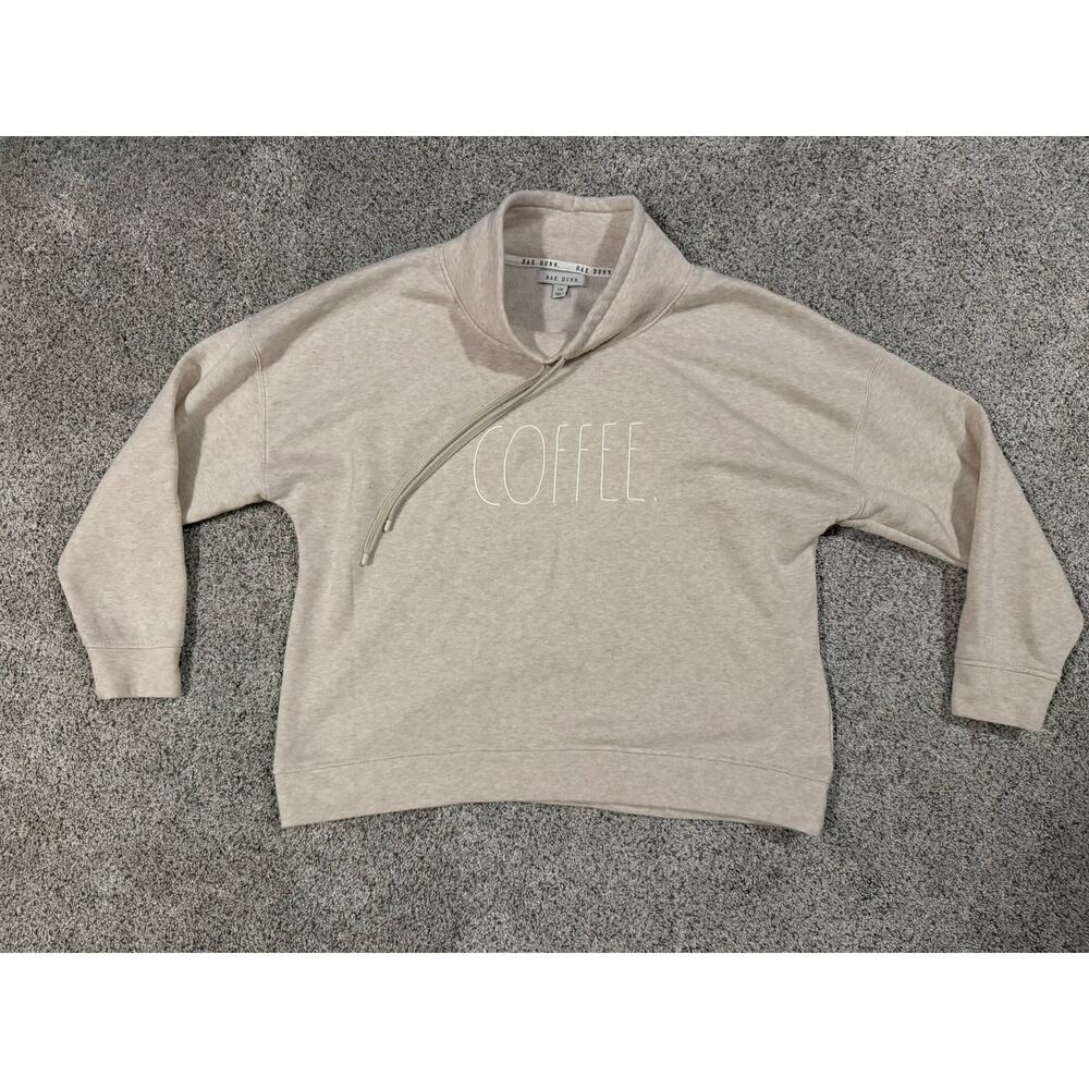 Rae‎ Dunn Embroidered Coffee Cowl Neck Sweatshirt sz Lg